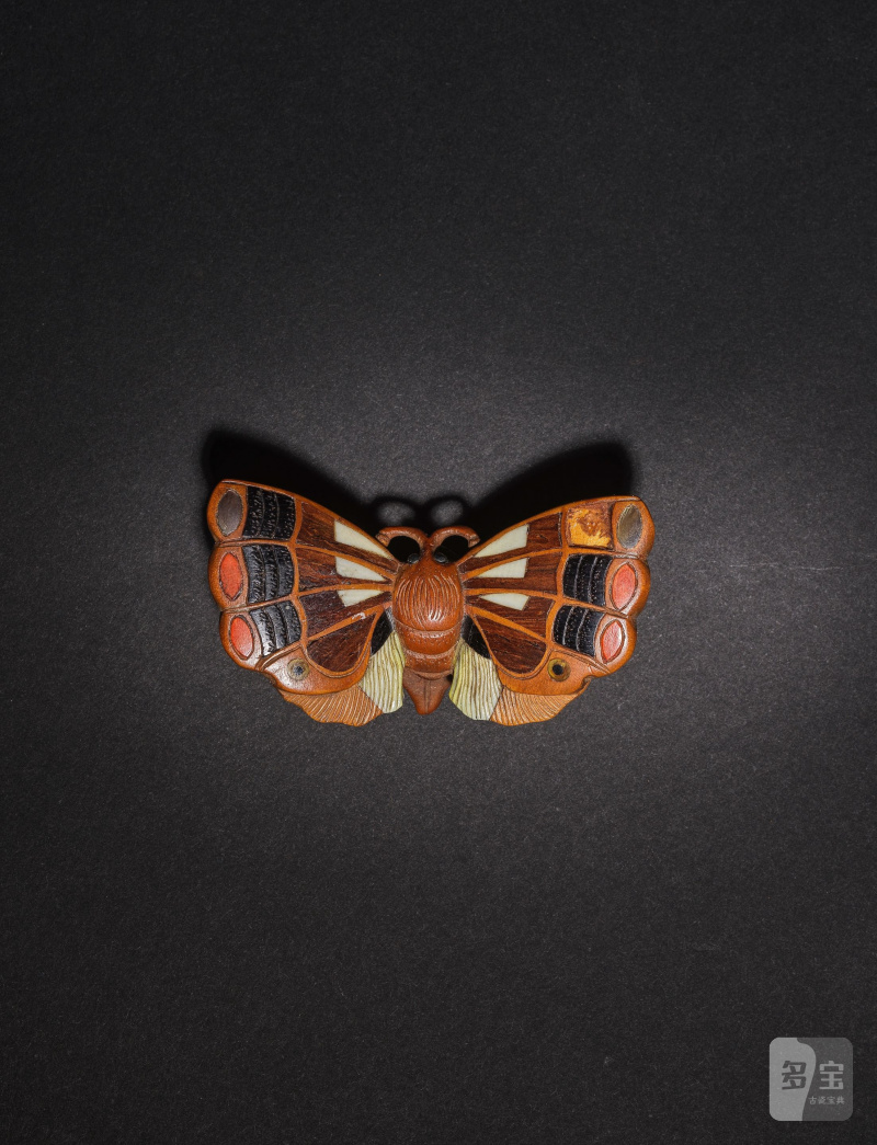 黄楊彫象嵌根付 蝶 無銘 19世紀後期 | NETSUKE EN BUIS REPRÉSENTANT UN PAPILLON - 图8